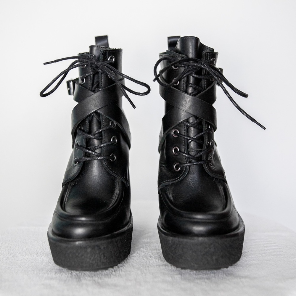 Pierre Hardy Paris Leather Platform Wedge Bootie